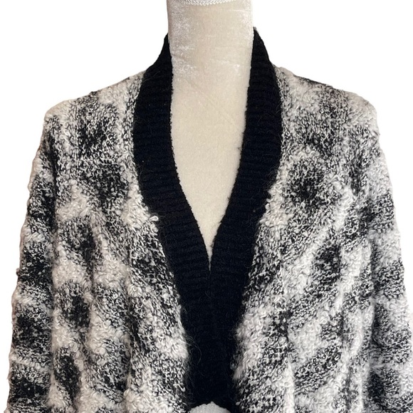 Lou & Grey Women’s Snowbound Open Front Mohair Cardigan Size M Black White - Picture 4 of 10